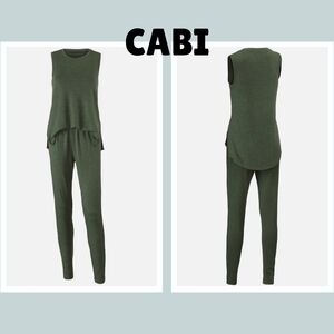 CAbi Sleeveless Olive Jumpsuit
